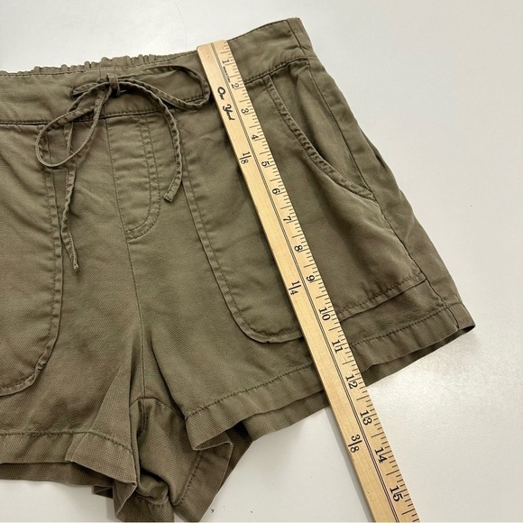 OAT Women's Sz XS 100% Lyocell Drawstring High-Waisted Casual Shorts Olive Green - Picture 7 of 9